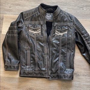 BKE buckle winter vegan leather coat